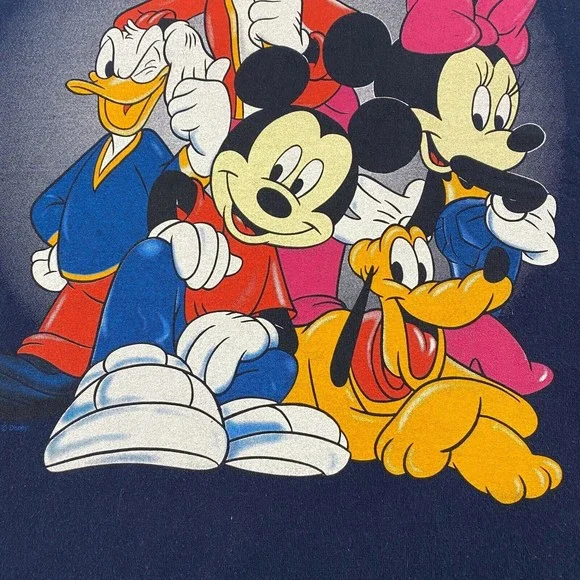 VINTAGE Disney Mickey Minnie Pluto Donald Goofy Rap T-Shirt Adult Large 90s VTG - Picture 4 of 10